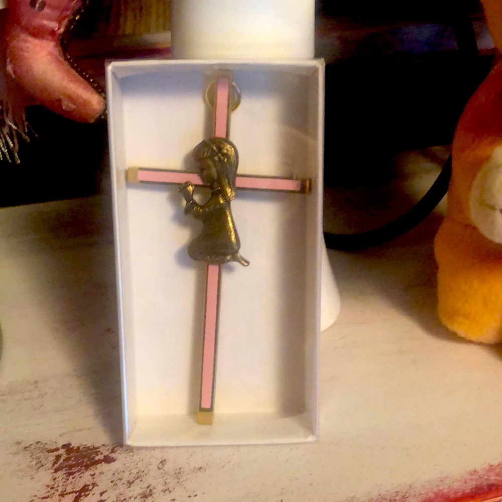 Beautiful Pink Cross with Girl on it